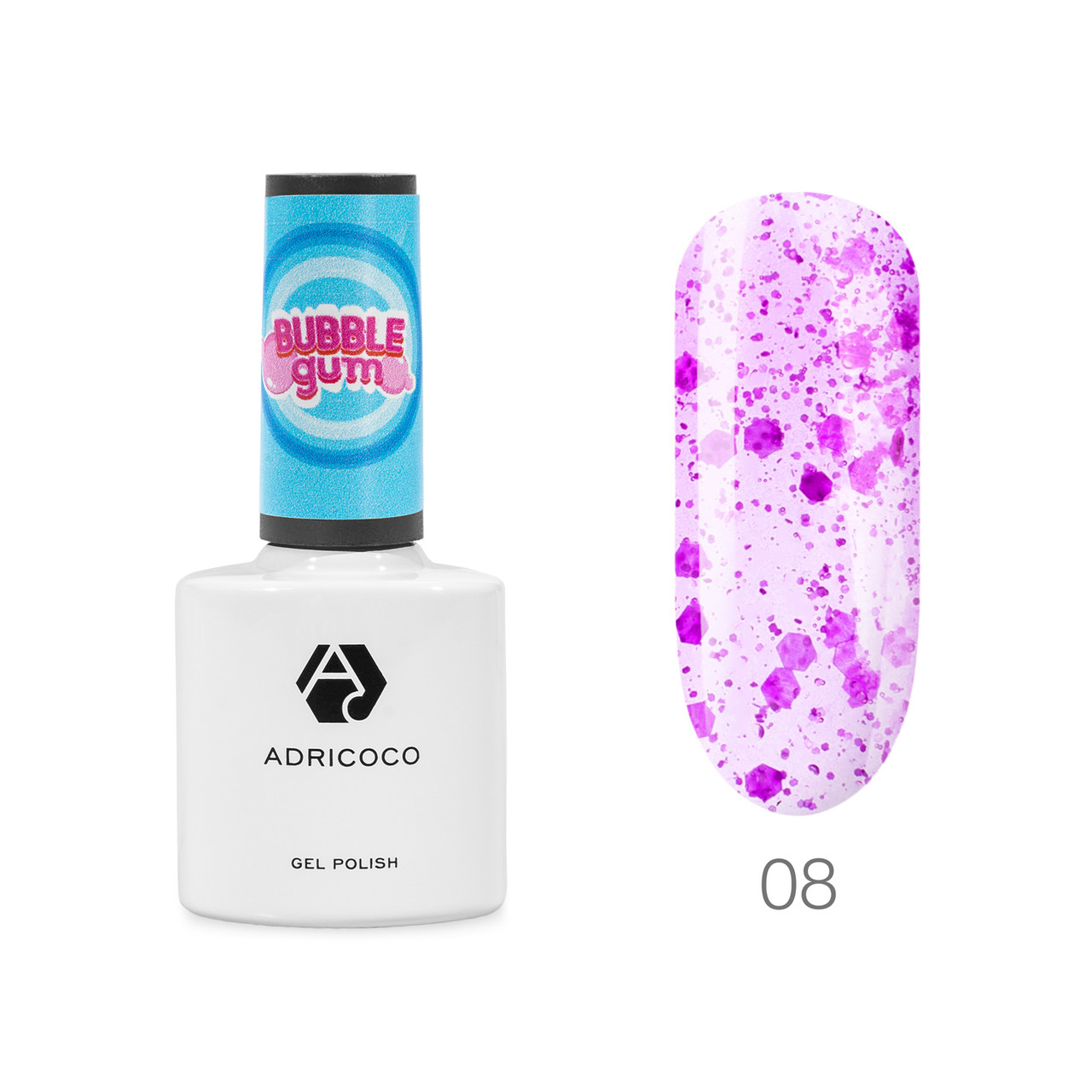 ADRICOCO Гель-лак Bubble gum с цветной неоновой слюдой №08 взрывная ежевика, 8 мл - фото 1 - id-p108426886