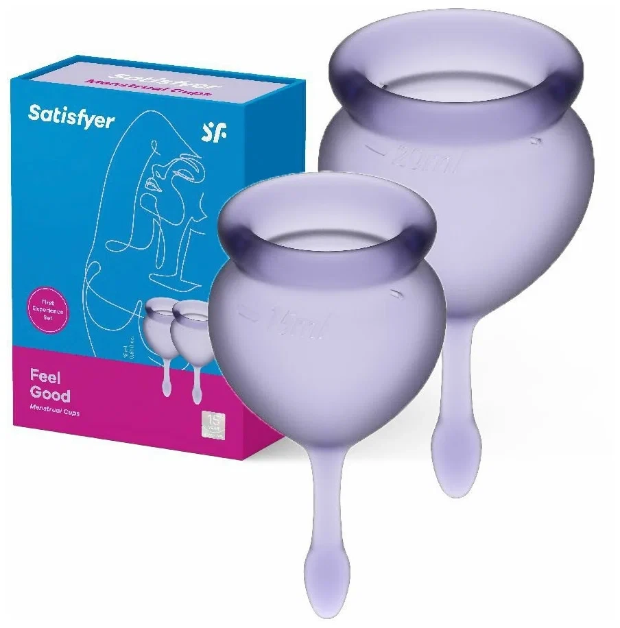 Набор менструальных чаш "Satisfyer Feel Good" - 15 мл и 20 мл (цвет: фиолетовый)
