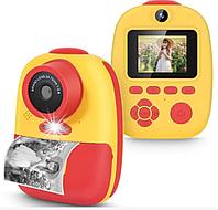 Детский фотоаппарат с печатью желтый