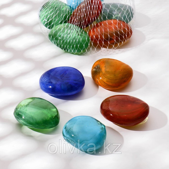 Декор стекло "Камень плоский, овал" (250 гр) микс - фото 1 - id-p108494155