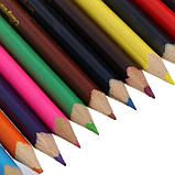 Карандаши цветные 12 цветов МИНИ, корпус деревянный, треугольный, фото 3