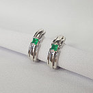 Серьги серебряные классические Агат зеленый Aquamarine 4766909.5, фото 2