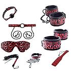 БДСМ набор кожа - лак 10 предметов (черно-красный)