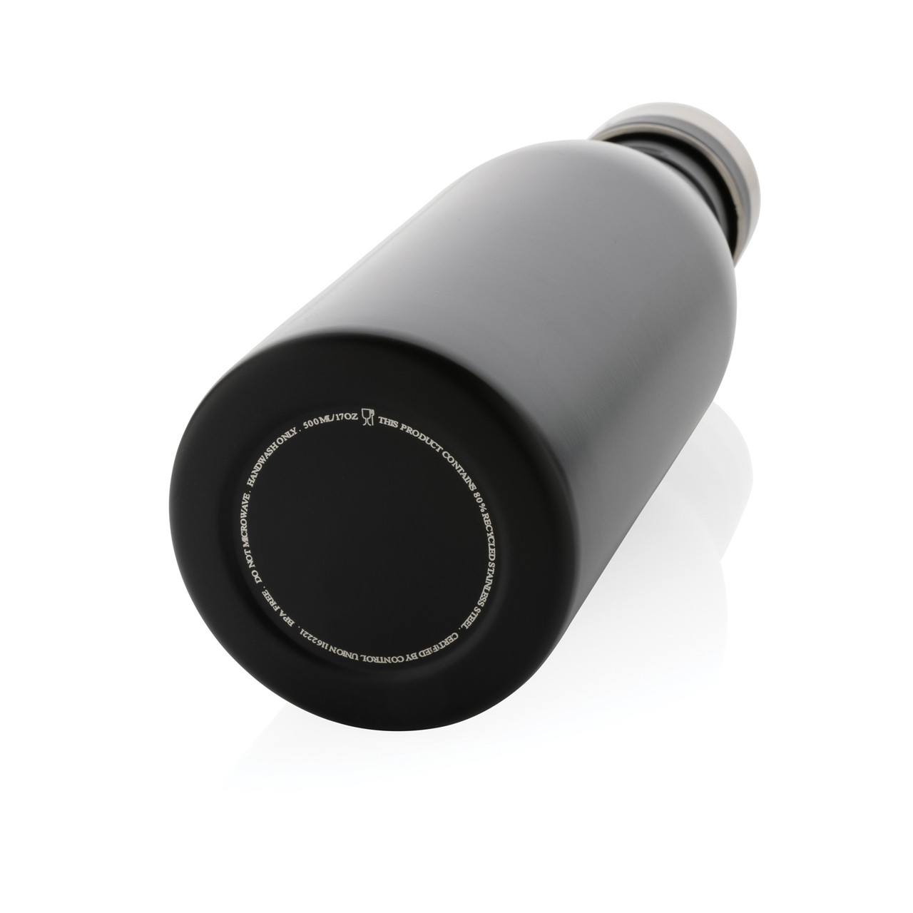 Бутылка для воды Deluxe из переработанной нержавеющей стали, 500 мл, черный; , , высота 21,5 см., диаметр 6,6 - фото 5 - id-p108502329