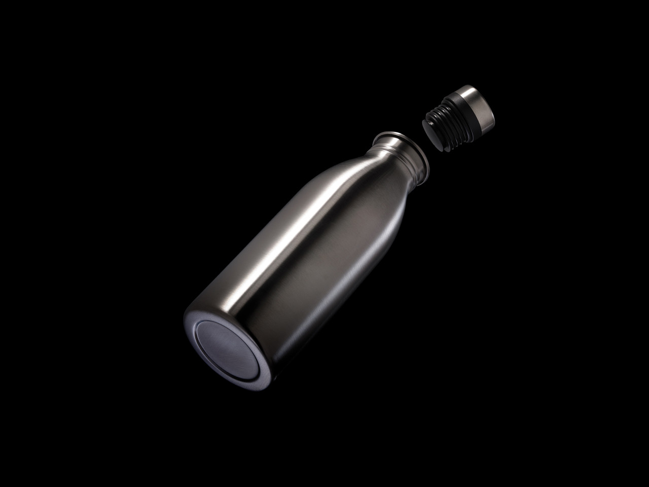 Бутылка для воды Deluxe из переработанной нержавеющей стали, 500 мл, серебряный; , , высота 21,5 см., диаметр - фото 9 - id-p108502330