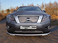 Защита передняя нижняя (с ходовыми огнями) 76,1 мм ТСС для Nissan Pathfinder 2014-