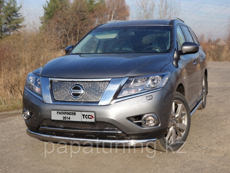 Защита передняя нижняя (овальная) 75х42 мм ТСС для Nissan Pathfinder 2014-, фото 1