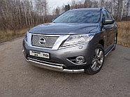 Защита передняя нижняя (овальная двойная) 75/75 мм ТСС для Nissan Pathfinder 2014-