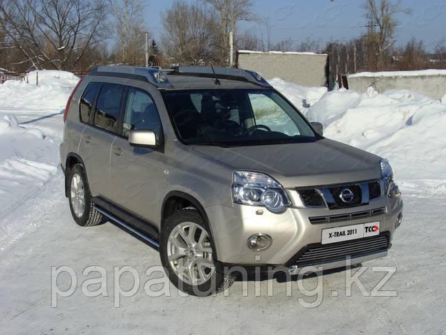 Защита передняя нижняя (овальная) 75х42 мм ТСС для Nissan X-Trail (T31) 2011-2015
