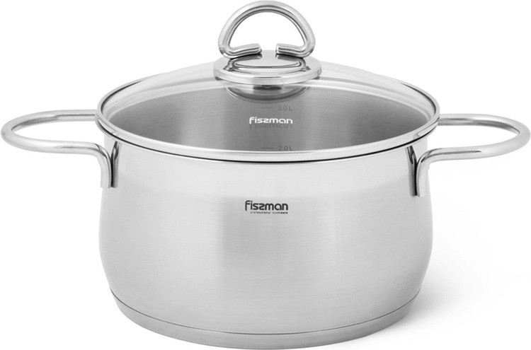 5403 FISSMAN Кастрюля MONICA 20x11.5 см / 3.6 л со стеклянной крышкой (нерж. сталь), фото 1
