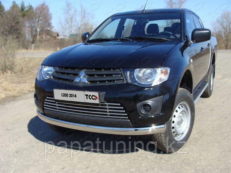 Защита передняя нижняя (овальная) 75х42 мм ТСС для Mitsubishi L200 (Long) 2014-2015, фото 1