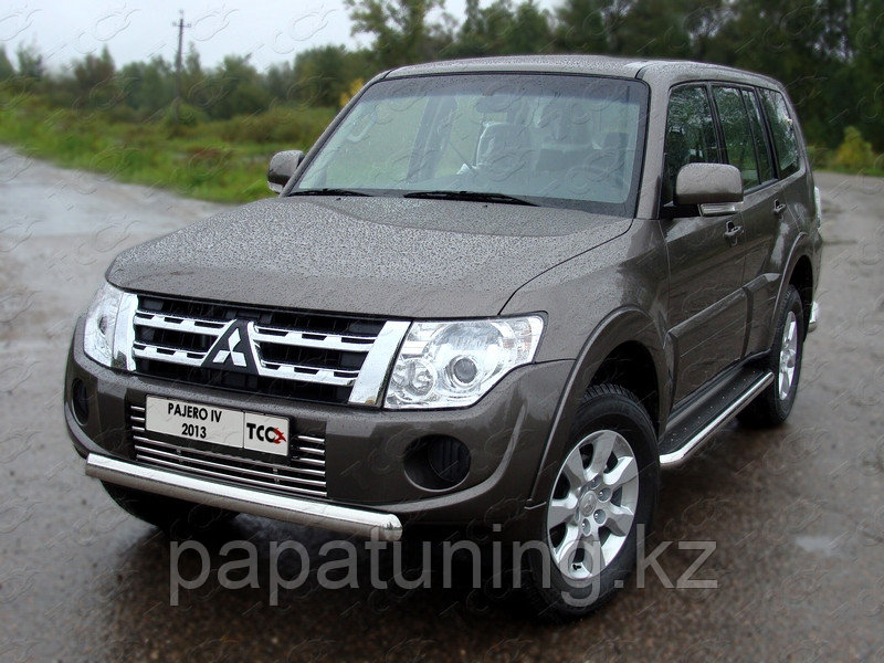 Защита передняя (овальная) 75х42 мм ТСС для Mitsubishi Pajero IV 2011-2014