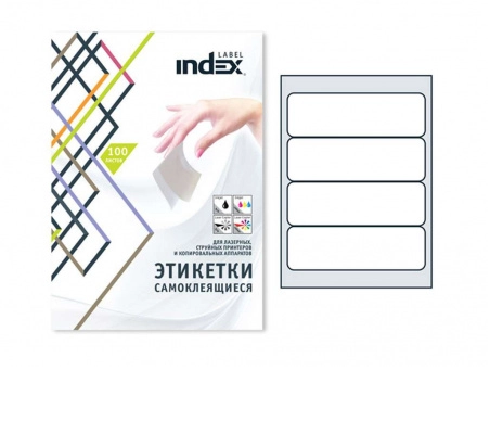 Этикетки самоклеящиеся INDEX Label, А4, 190 х 61 мм., 4 шт/лист, 100 л., фото 2