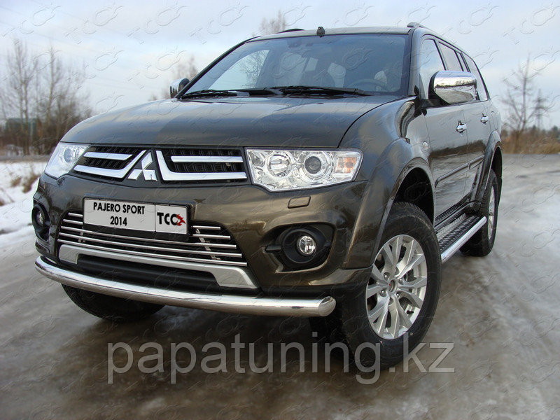 Защита передняя нижняя 76,1 мм ТСС для Mitsubishi Pajero Sport 2013-2015, фото 1
