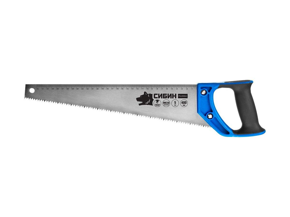 Ножовка по дереву (пила) 450 мм, шаг 5 TPI (4,5 мм), СИБИН (15055-45) - фото 2 - id-p108507601
