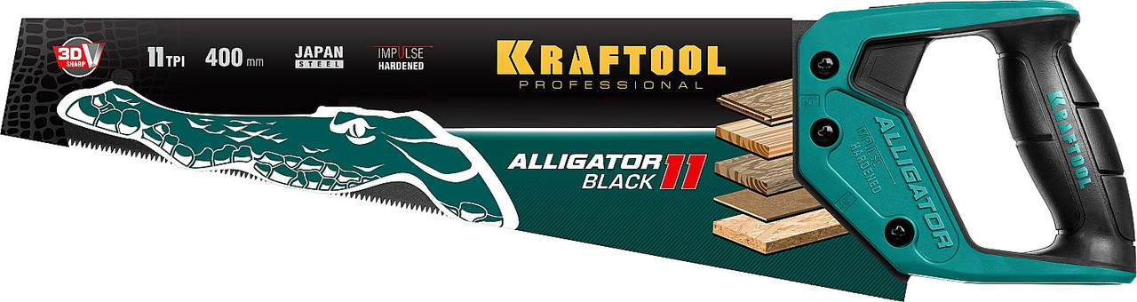KRAFTOOL 11 TPI, 400 мм, ножовка для точного реза Alligator BLACK 15205-40 - фото 6 - id-p108507646