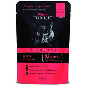 Fitmin For Life ADULT BEEF пауч для кошек с говядиной,85гр