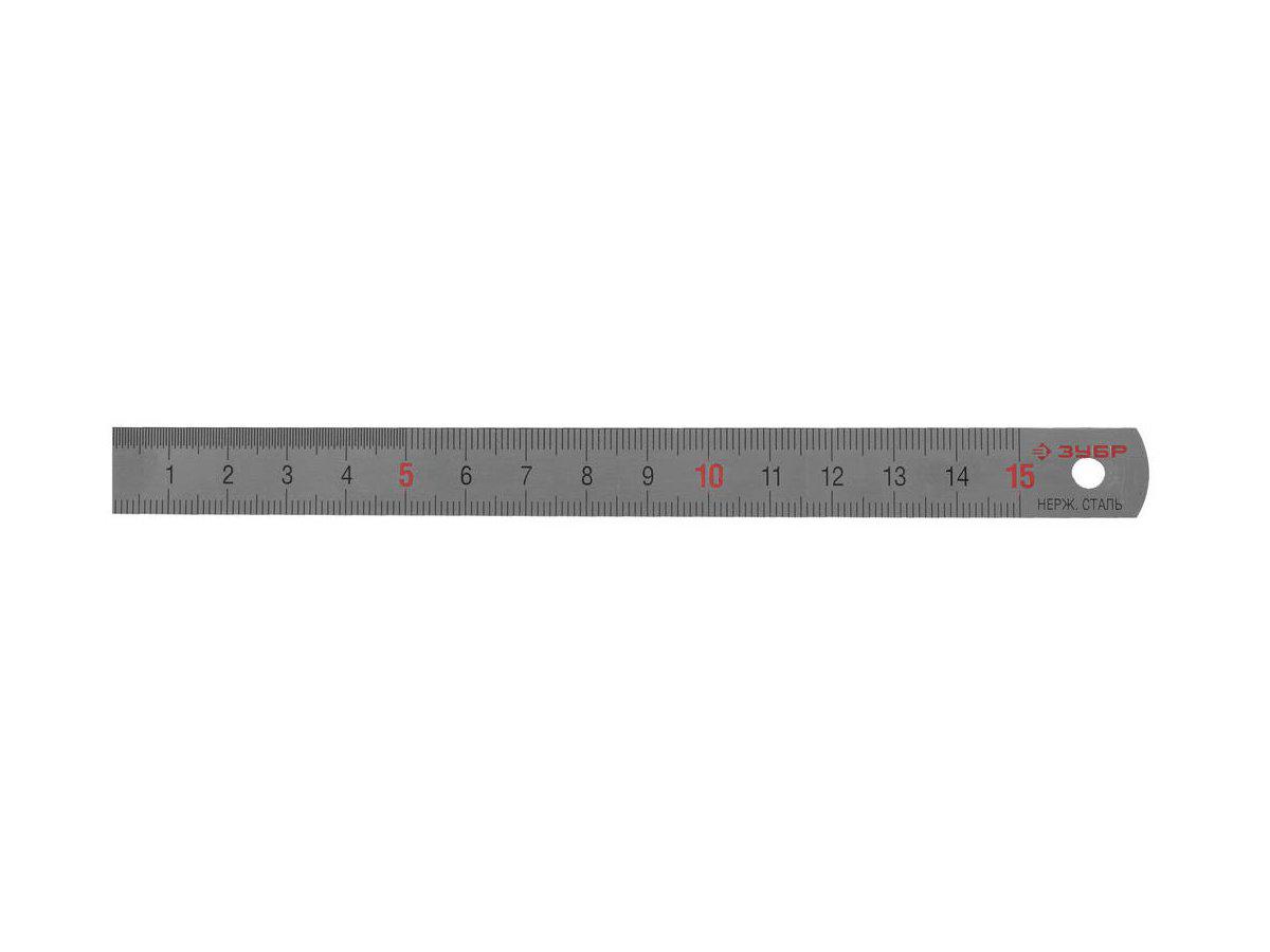 Линейка ЗУБР "ЭКСПЕРТ" нержавеющая, узкая, двусторонняя, непрерывная шкала 1/2мм, длина 0,15 м, толщина 0,5 мм - фото 2 - id-p108509699