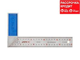 ЗУБР Профессионал 250 мм усиленный столярный угольник с нержавеющим полотном (34393-25)