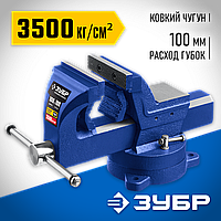 ЗУБР 100 мм, с регулировкой компенсации люфта, тиски индустриальные 32703-100_z01 Профессионал