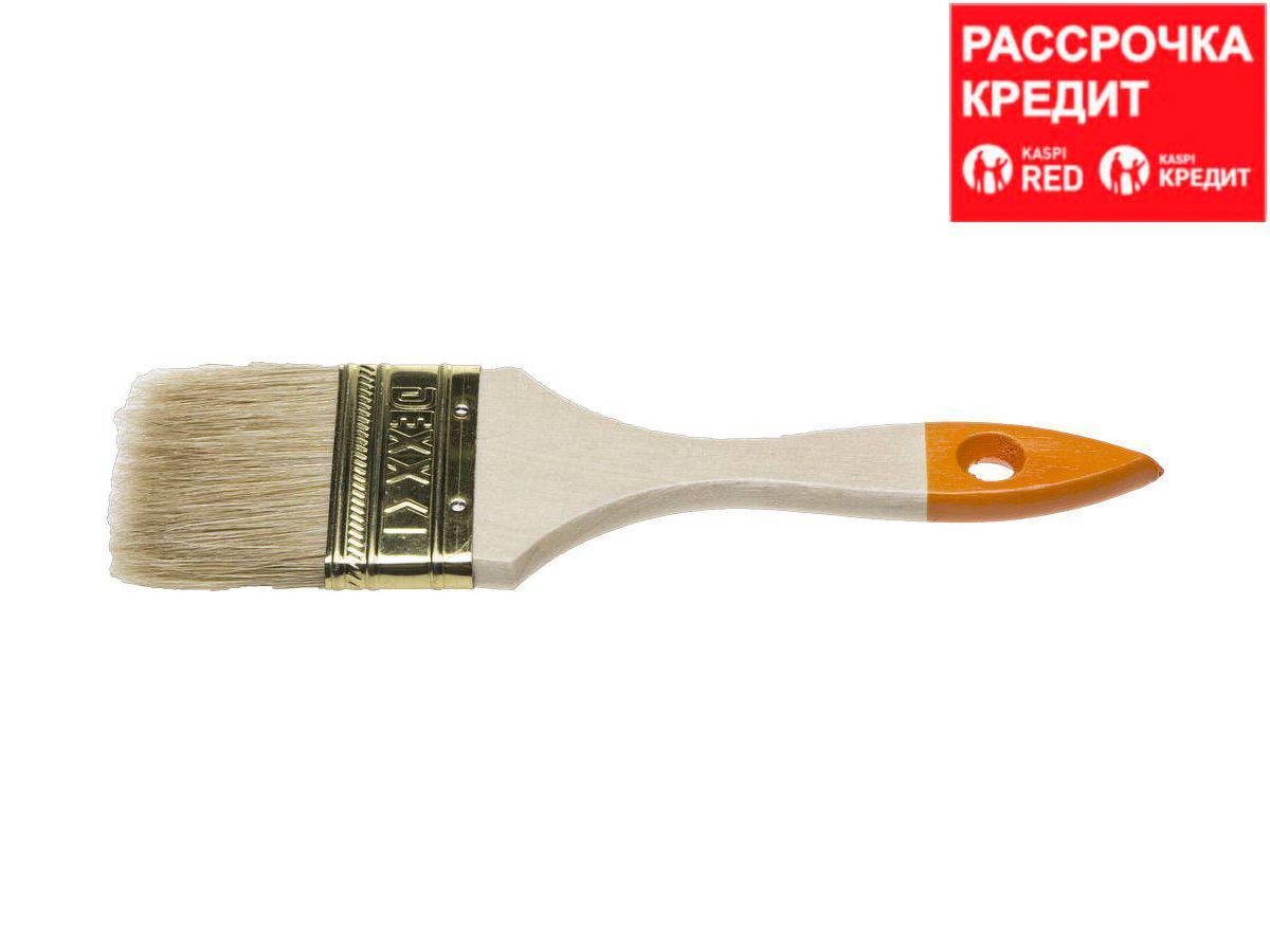 Кисть флейцевая DEXX, деревянная ручка, натуральная щетина, индивидуальная упаковка, 63мм (0100-063_z02) - фото 1 - id-p108508988
