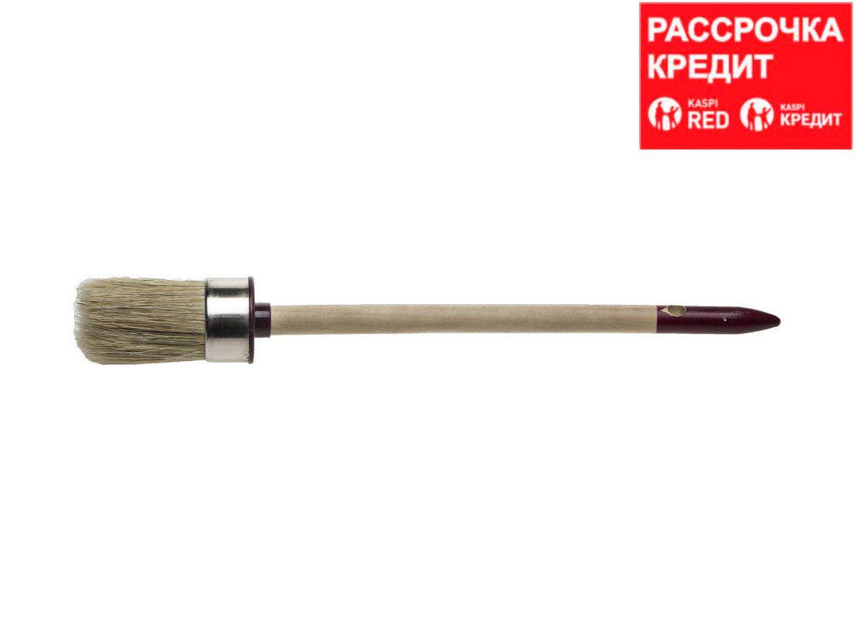 Кисть круглая ЗУБР "УНИВЕРСАЛ - МАСТЕР", светлая щетина, деревянная ручка, №6, 30мм (01501-30)