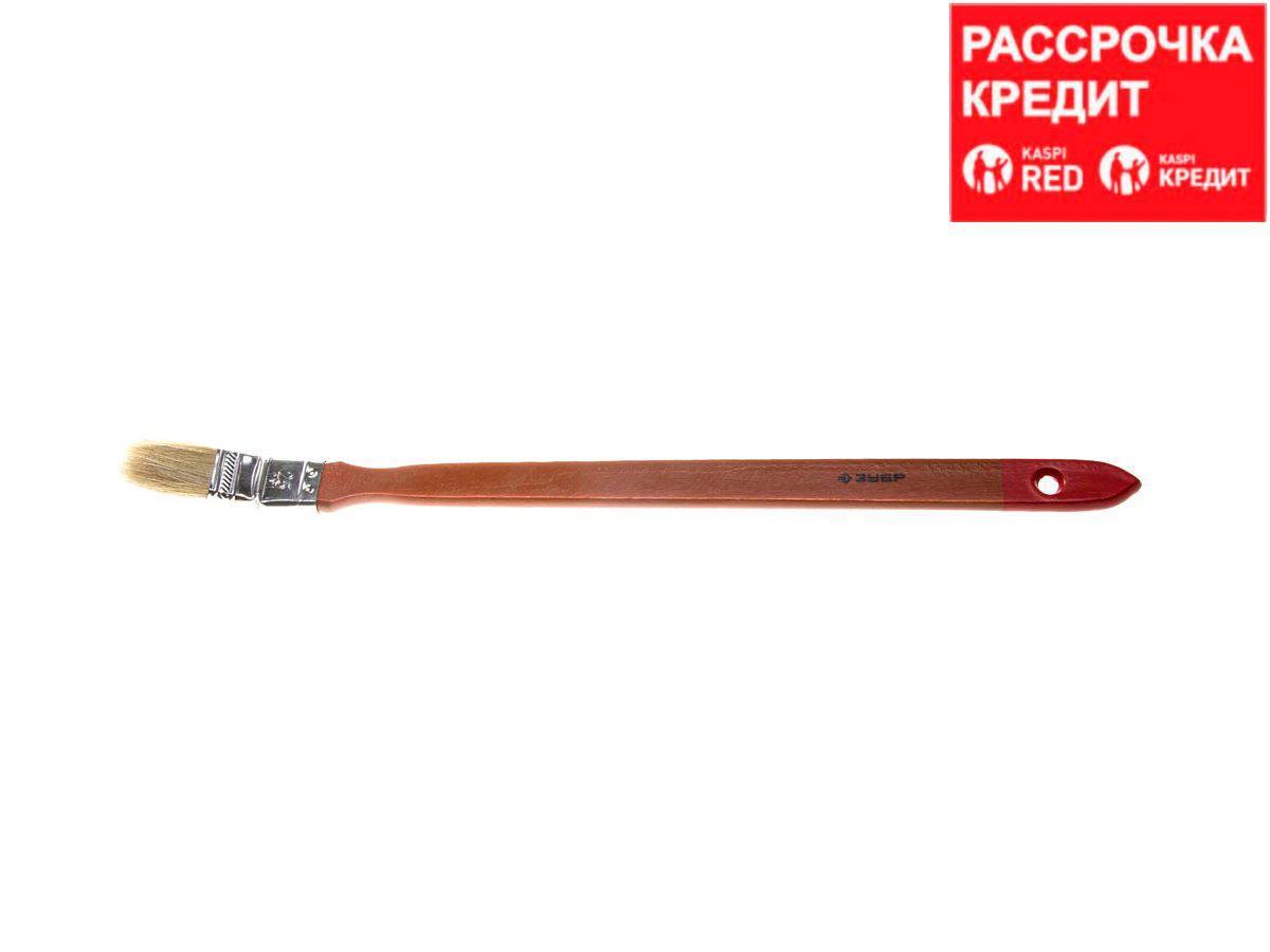 Кисть радиаторная угловая ЗУБР "УНИВЕРСАЛ-МАСТЕР", светлая натуральная щетина, деревянная ручка, 25мм