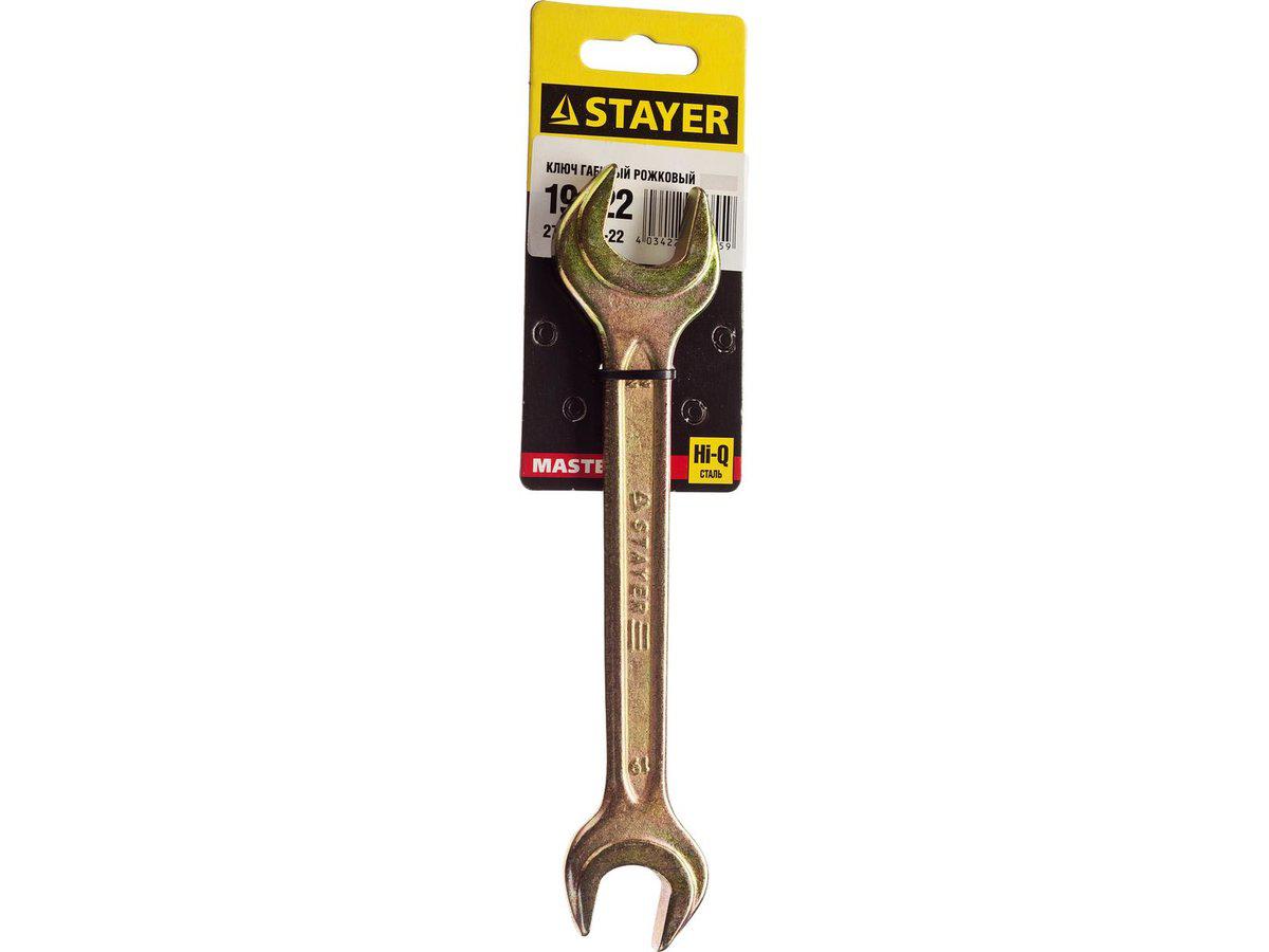 Рожковый гаечный ключ 19 x 22 мм, STAYER (27038-19-22) - фото 3 - id-p108510081