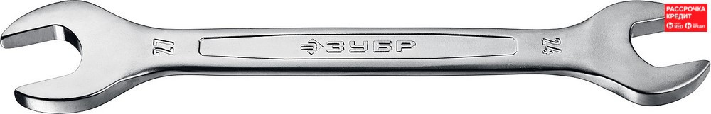 ЗУБР 24х27 мм, Cr-V сталь, хромированный, гаечный ключ рожковый 27010-24-27_z01 Профессионал - фото 1 - id-p108510090