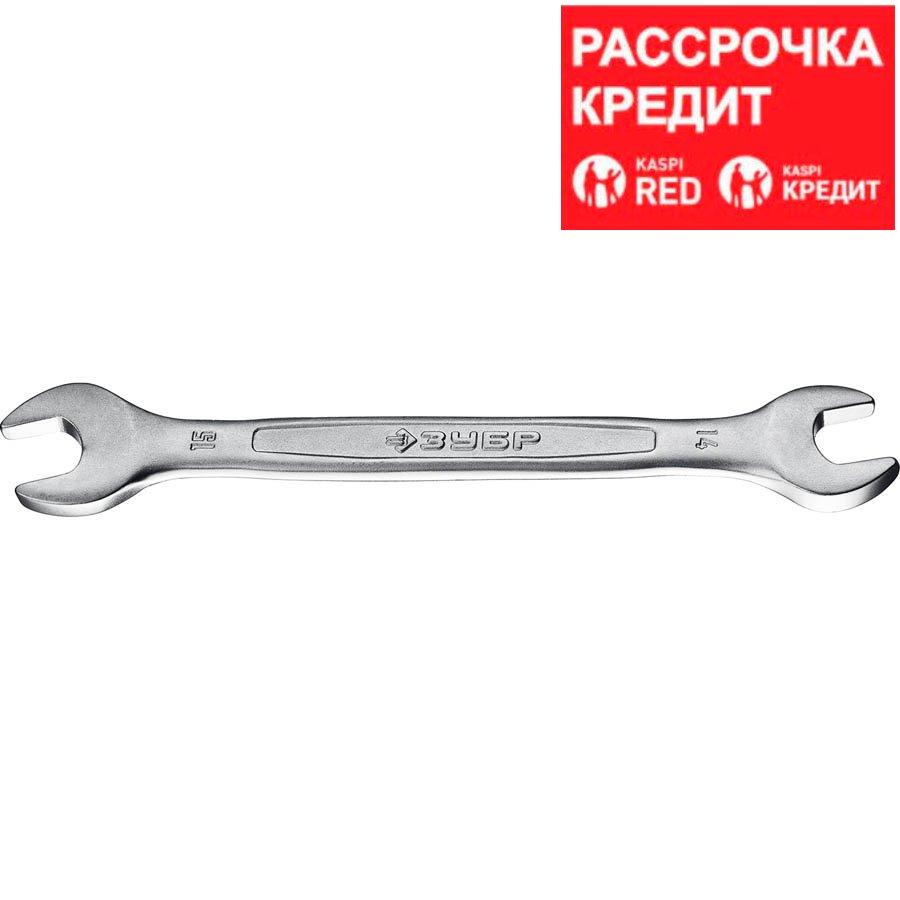 ЗУБР 14х15 мм, Cr-V сталь, хромированный, гаечный ключ рожковый 27010-14-15_z01 Профессионал