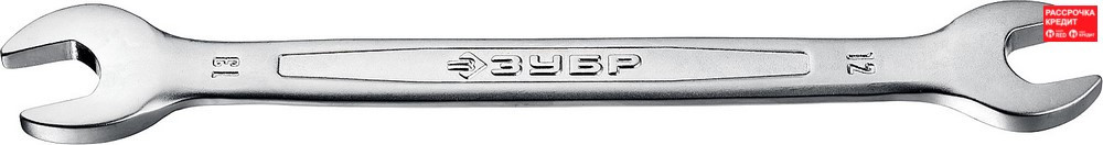 ЗУБР 12х13 мм, Cr-V сталь, хромированный, гаечный ключ рожковый 27010-12-13_z01 Профессионал
