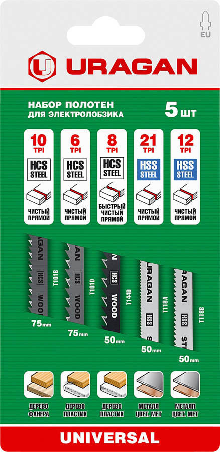 Набор полотен URAGAN, T101B,T144D,T101D,T118A,Т118B, по дереву и металлу, 5 предметов - фото 3 - id-p108513651