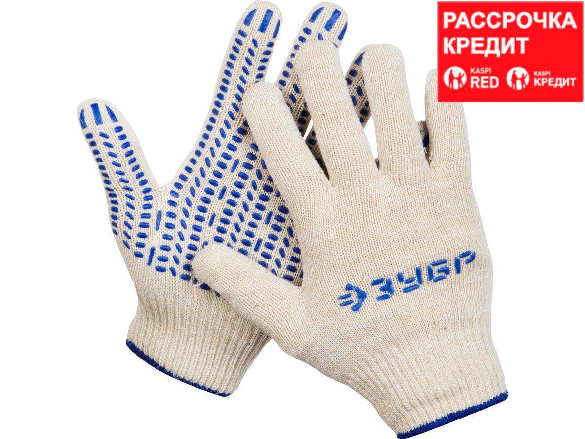 ЗУБР ТОЧКА+, размер L-XL, перчатки с точками увеличенного размера, х/б 13 класс, с ПВХ-гель покрытием (точка)