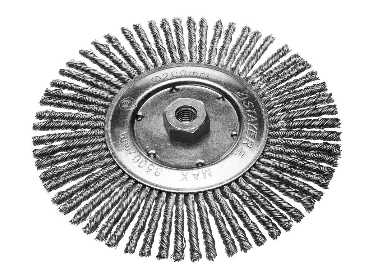 Щетка STAYER дисковая для УШМ, сплет в пучки стальн зак провол 0,5мм, 200мм/М14 (35192-200) - фото 2 - id-p108512876