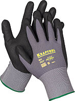 KRAFTOOL M, 15 класс, эластичные перчатки со вспененным нитриловым покрытием для точных работ