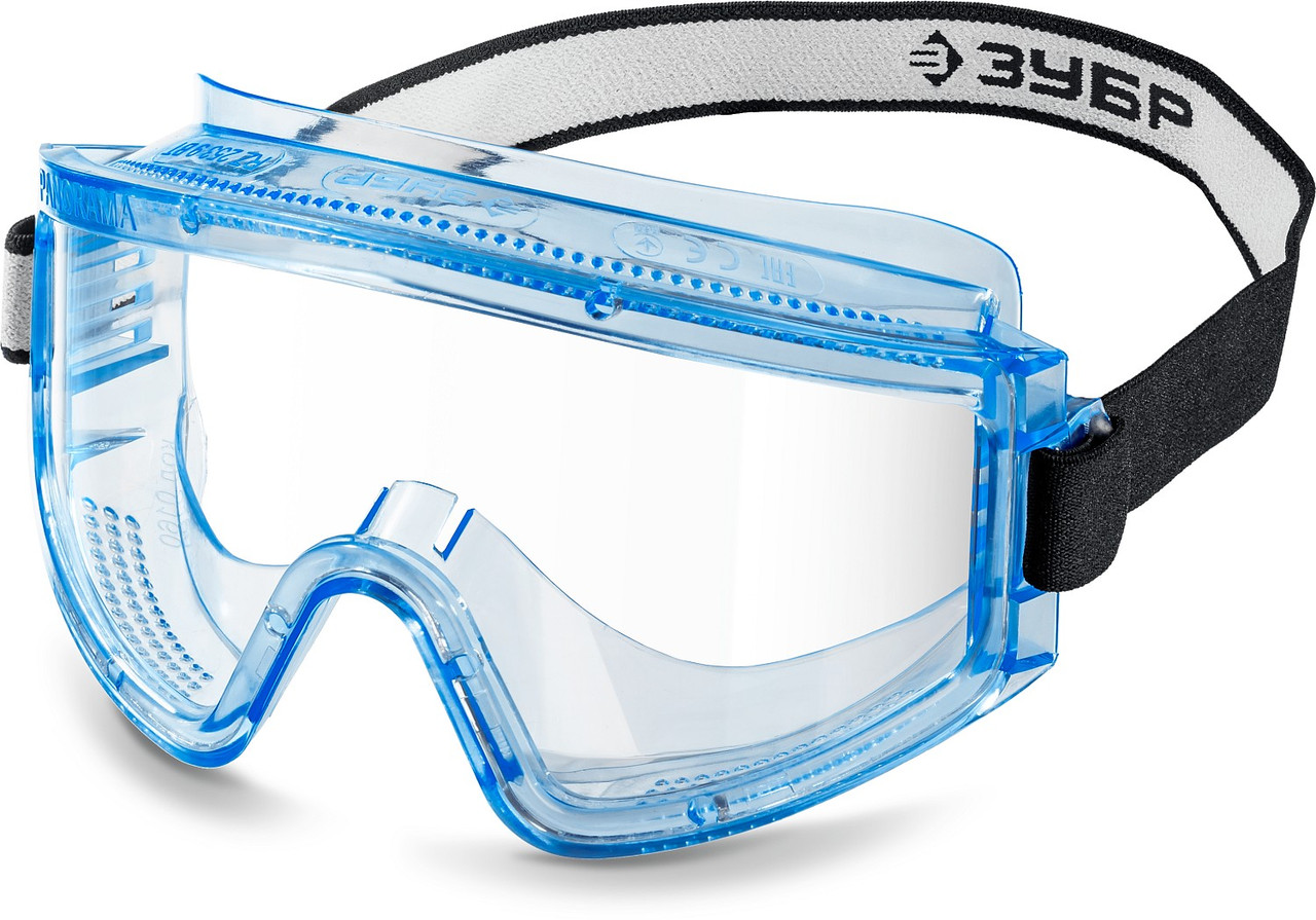 ЗУБР прозрачные, прямая вентиляция, панорамные защитные очки ПАНОРАМА П 110231