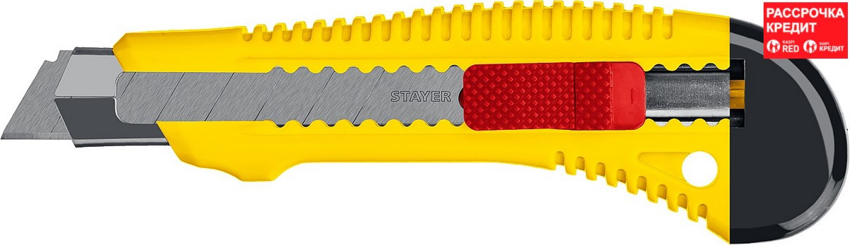 STAYER 18 мм, сегментированное лезвие, металлический, сдвижной фиксатором FORCE-M, нож 0913_z01