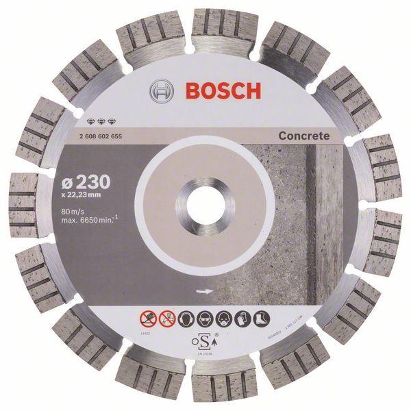 Алмазный отрезной круг по бетону Bosch Best for Concrete 230x22.23x2.4x15 мм - фото 1 - id-p108510558