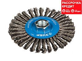 ЗУБР "ЭКСПЕРТ". Щетка дисковая для УШМ, плетеные пучки стальной проволоки 0,5мм, 100ммхМ14 (35192-100_z01)