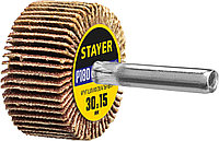STAYER P180, 30х15 мм, круг шлифовальный лепестковый на шпильке 36606-180