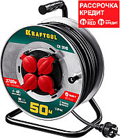 KRAFTOOL 50 м, 3700 Вт, 4 гнезда, IP44, КГ 3x1,5 кв мм, удлинитель на катушке 55085-50_z01