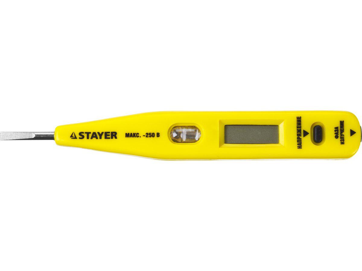 Тестер напряжения STAYER "MASTER" MAXElectro цифровой со световым индикатором, 12-220В, 125мм (45290) - фото 4 - id-p108514304