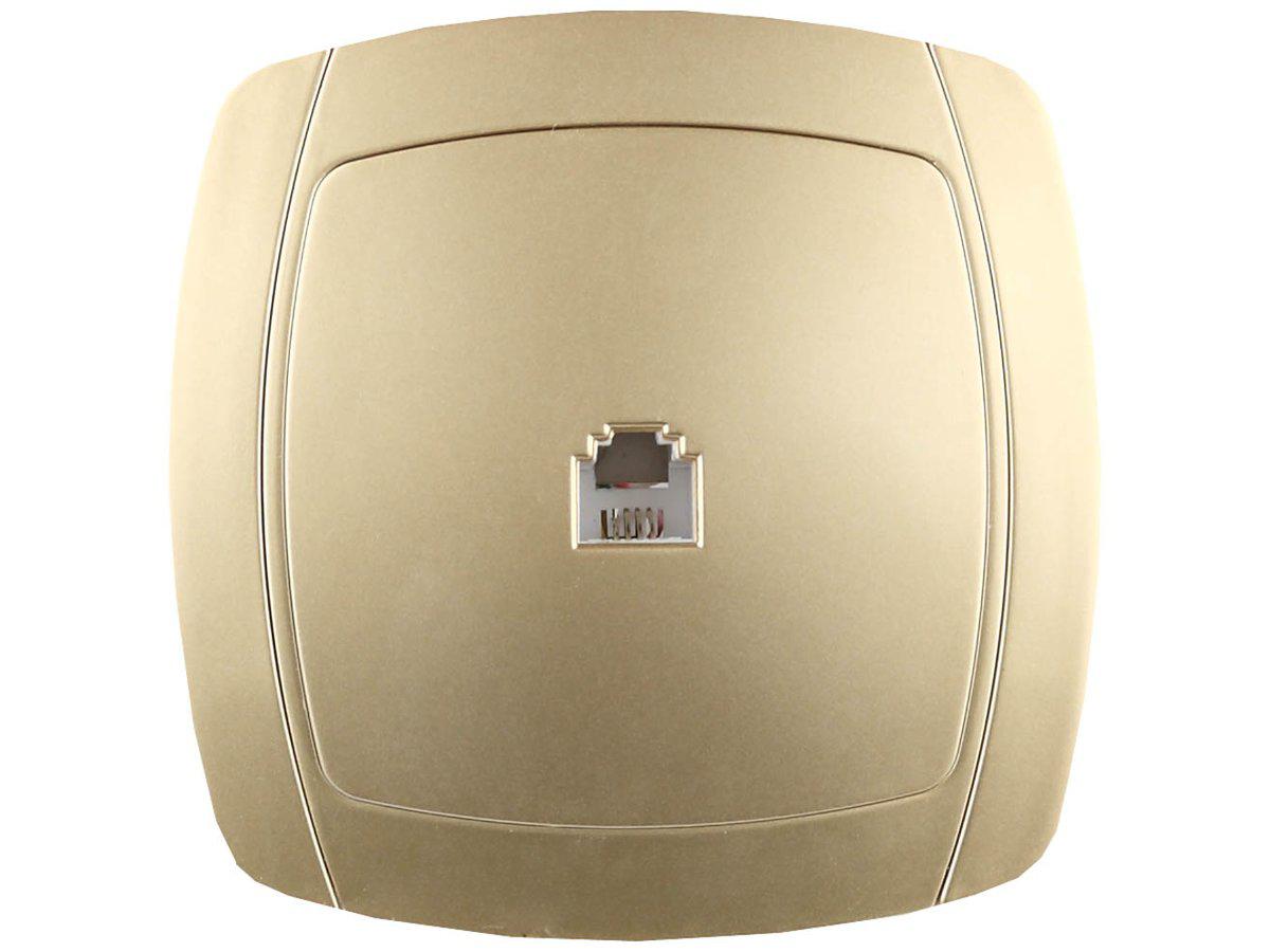 Розетка СВЕТОЗАР "АКЦЕНТ" телефонная одинарная в сборе, цвет золотой металлик (SV-54217-GM) - фото 2 - id-p108514326