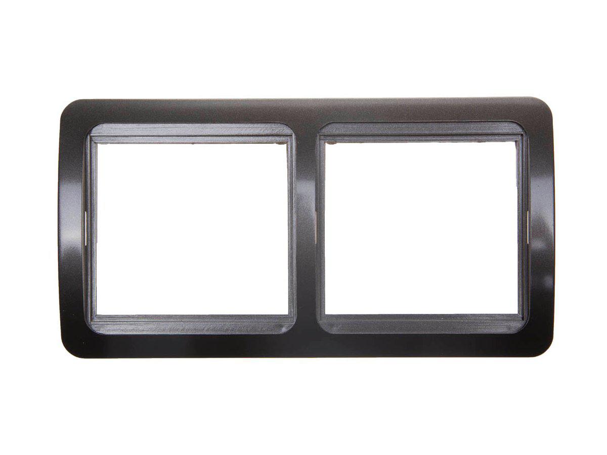 Панель СВЕТОЗАР "ГАММА" накладная, горизонтальная, цвет темно-серый металлик, 2 гнезда (SV-54146-DM) - фото 2 - id-p108514340