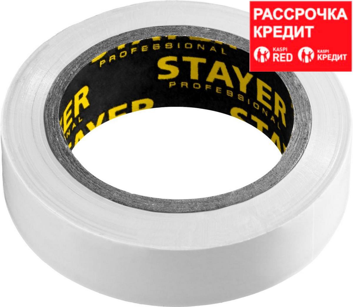 STAYER Protect-10 Изолента ПВХ, не поддерживает горение, 10м (0,13х15 мм), белая (12291-W)