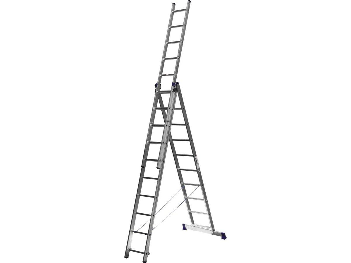 Лестница СИБИН универсальная, трехсекционная со стабилизатором, 10 ступеней (38833-10) - фото 2 - id-p108514501