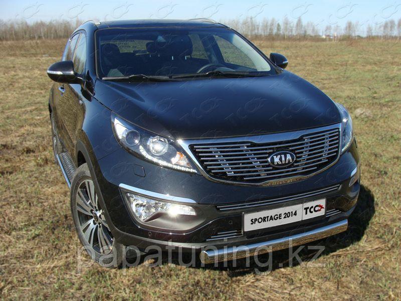Защита передняя нижняя (овальная короткая) 75х42 мм ТСС для Kia Sportage 2014-2015