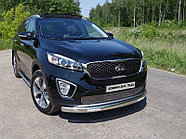 Защита передняя нижняя (овальная с ДХО) 75х42 мм ТСС для Kia Sorento Prime 2015-2018