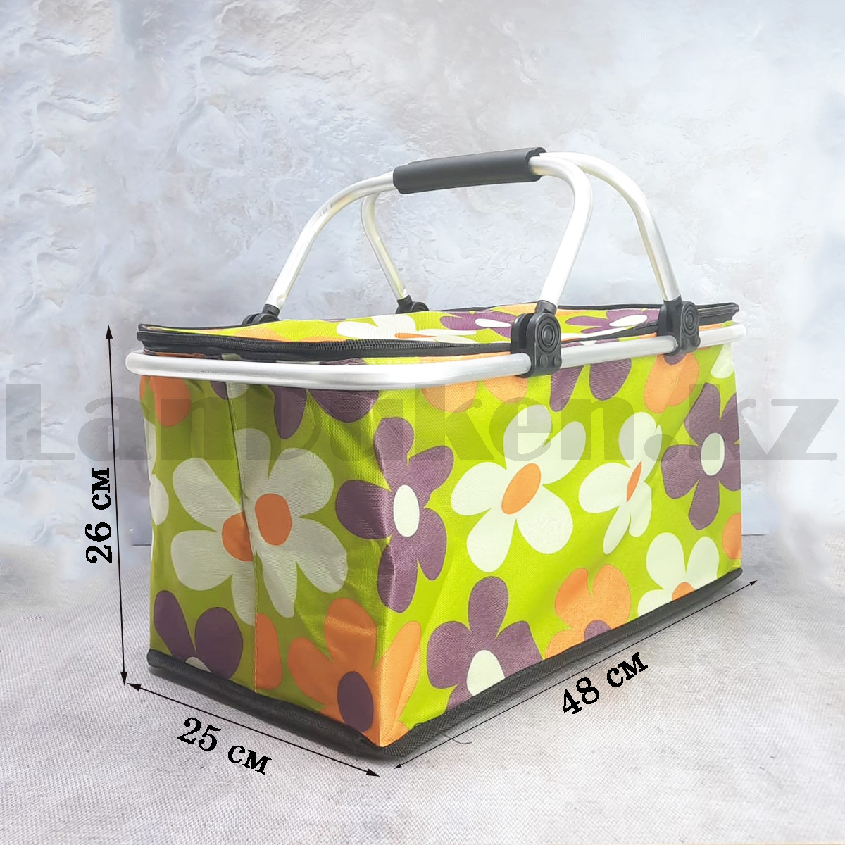 Корзинка для пикника холодильник ПВХ 48х26х25 зеленая