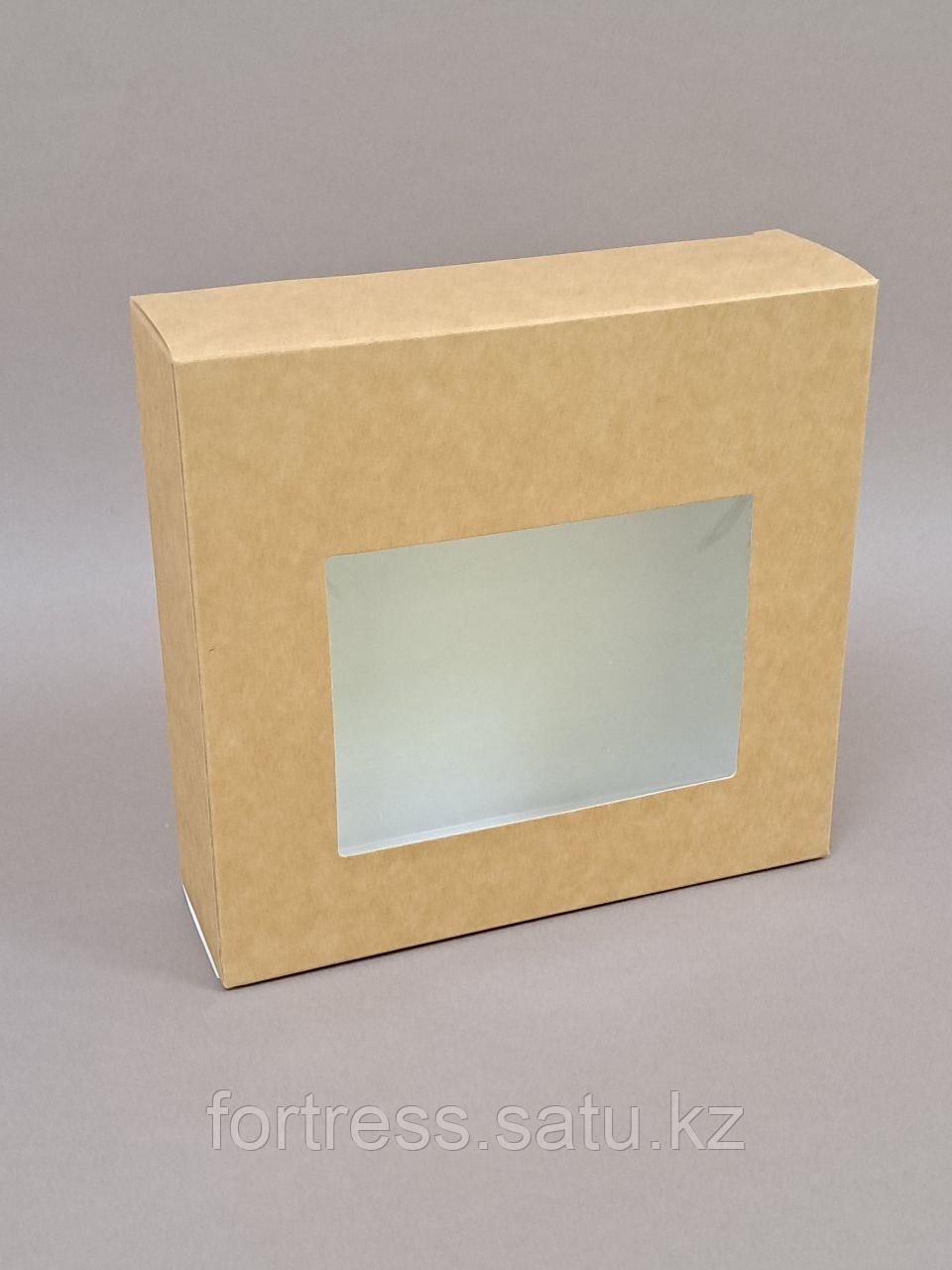 Коробка с окном 19*18*5,5см. крафт - фото 1 - id-p87134852